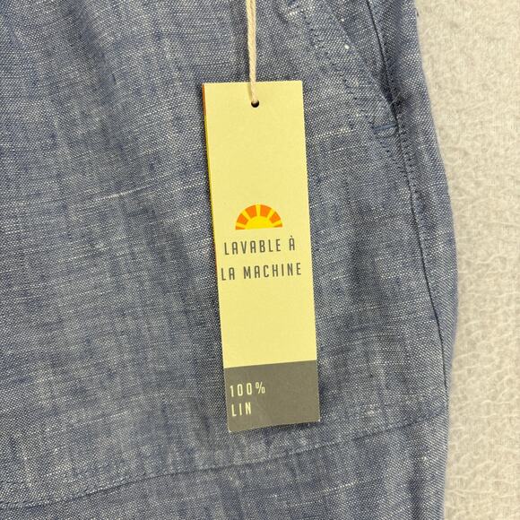 C&C CALIFORNIA Shorts S 100% Linen Chambray Elastic Waist Coastal Boho Blue NEW - Picture 8 of 16